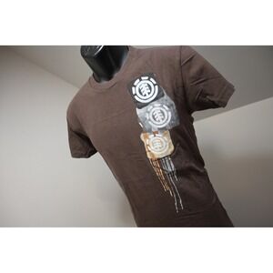 Element T-Shirt Mens Small Brown Triple Logo Graphic Skate Tee Excellent